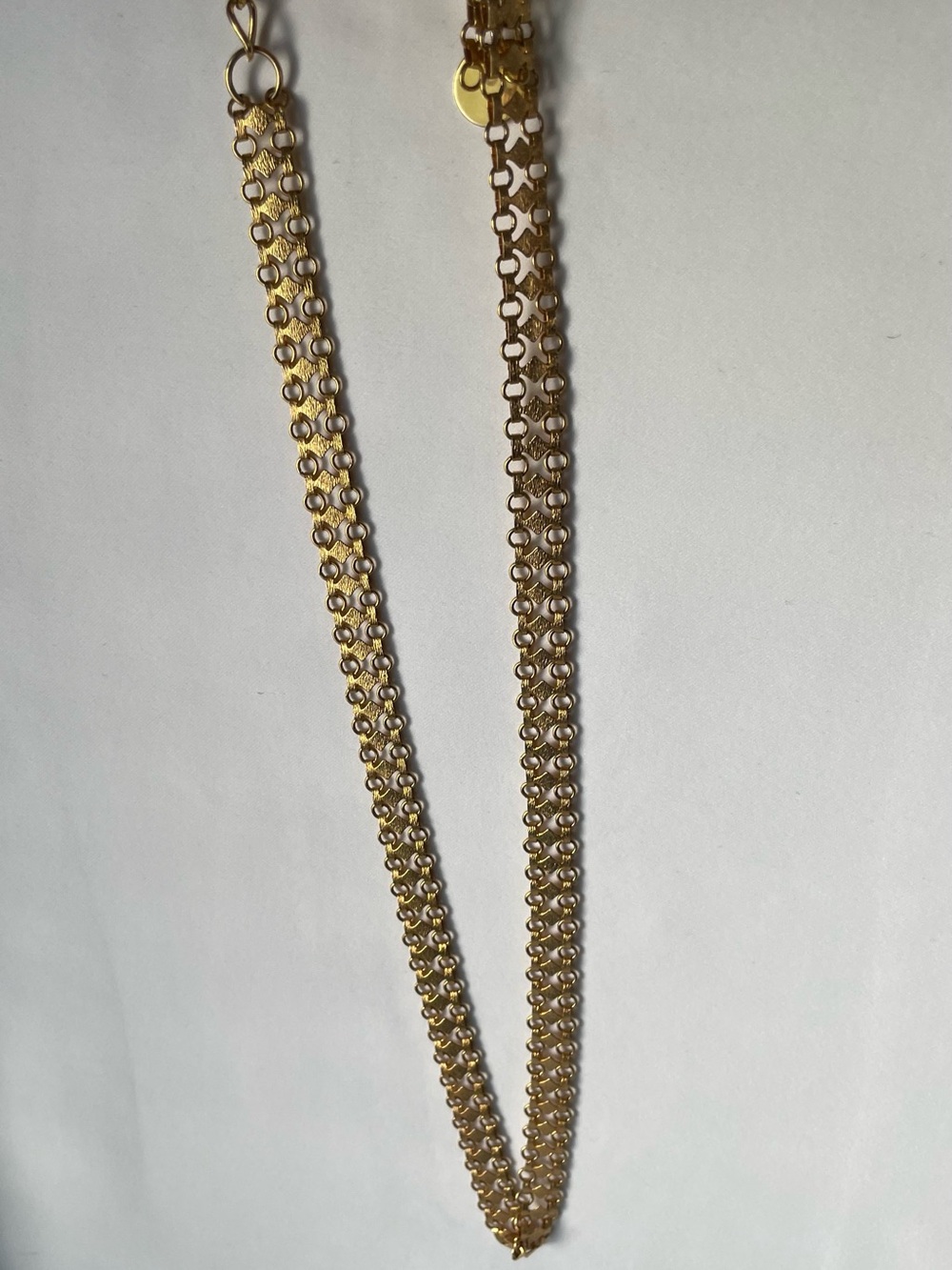 Vintage Gold tone Mesh Chain Triple-Row Necklace Flexible Retro Statement Collar